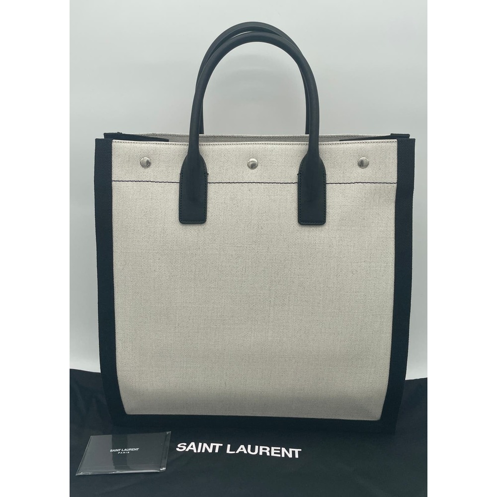 $1890 NEW SAINT LAURENT YSL SUMMER LINEN CANVAS RIVE GAUCHE TOTE BAG - Picture 8 of 16